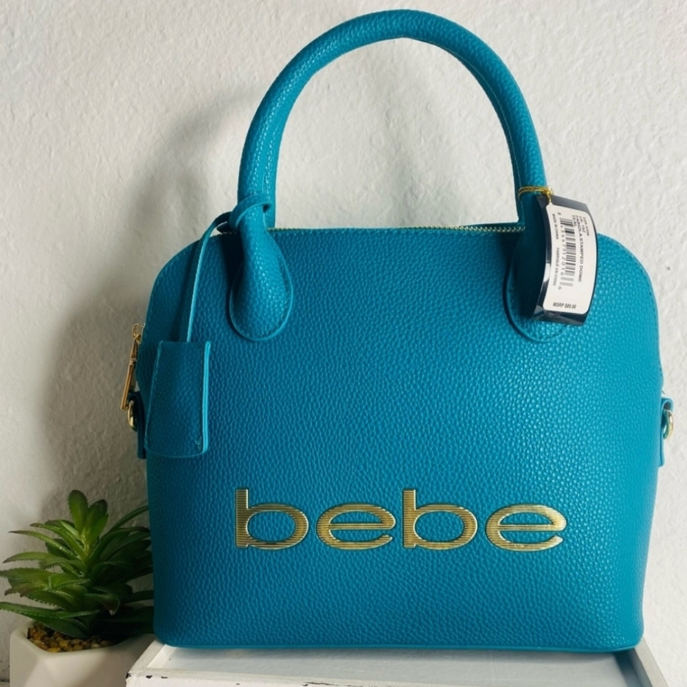 Bebé Dome Crossbody Purse NWT Teal Gold Stamp